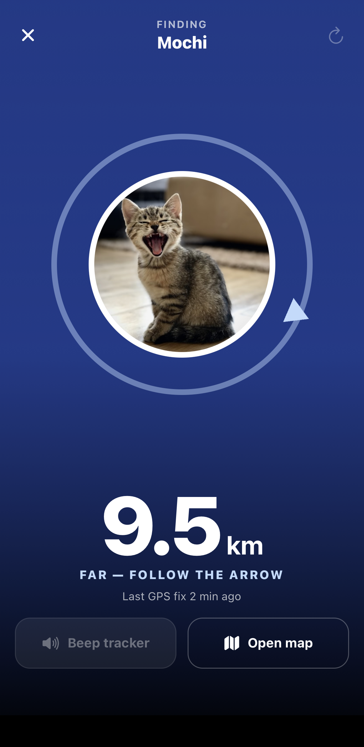 Winkeey Find My Pet — live finder walking you to your pet, 9.5km away